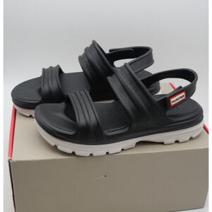 NEW Hunter Women’s 7 Bloom Algae Foam Sandal Black White